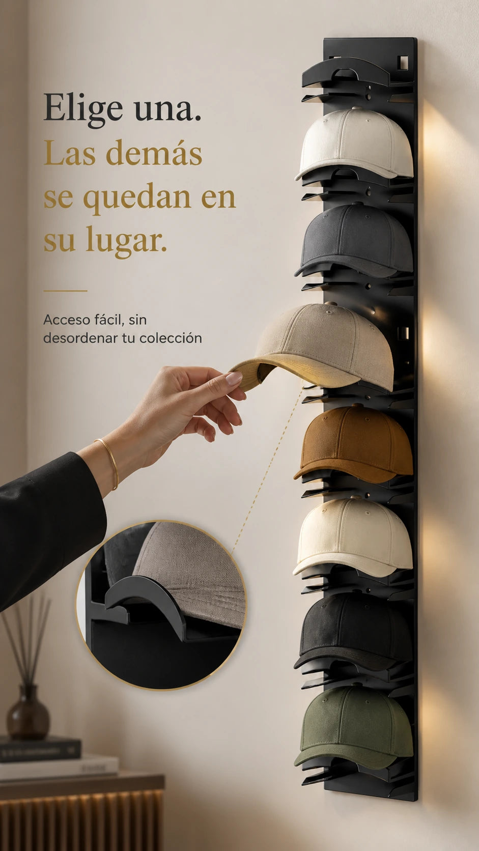 Organizador de Gorras para Pared - beneficio_2