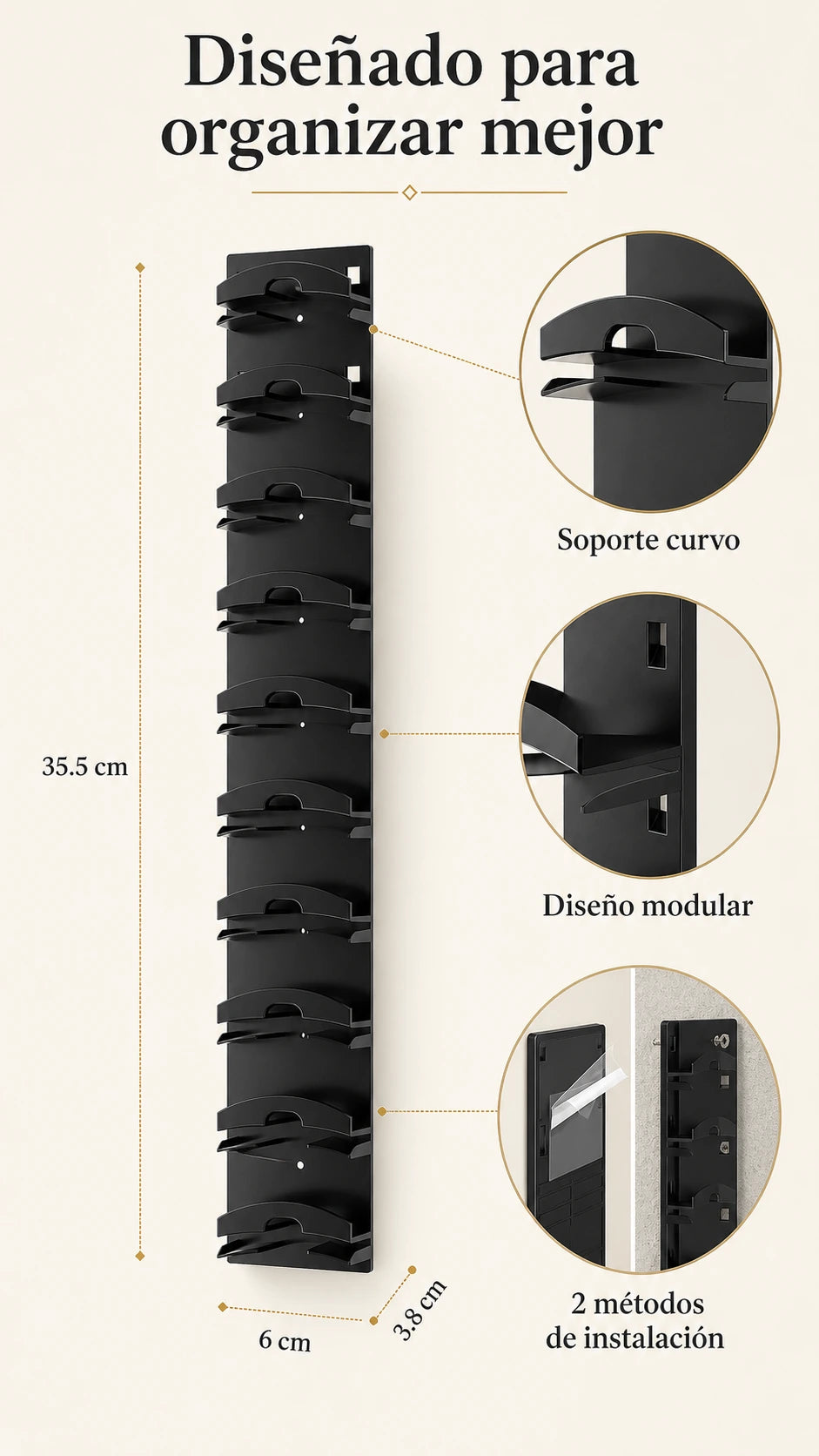 Organizador de Gorras para Pared - detalles