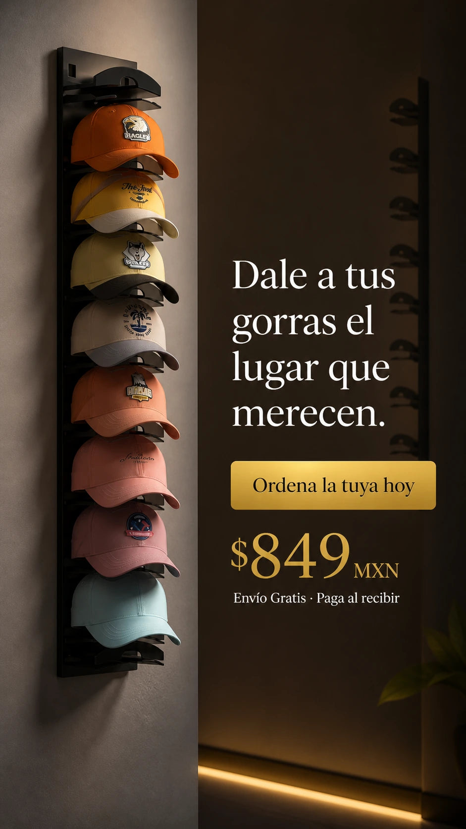 Organizador de Gorras para Pared - cierre